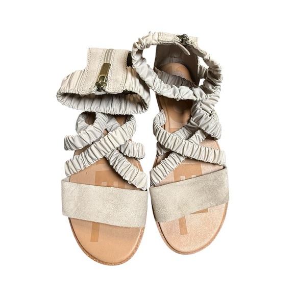 Sorel Ella II Ankle Wrap Sandals Ruchad Elastic Straps Taupe Size & - Picture 3 of 5